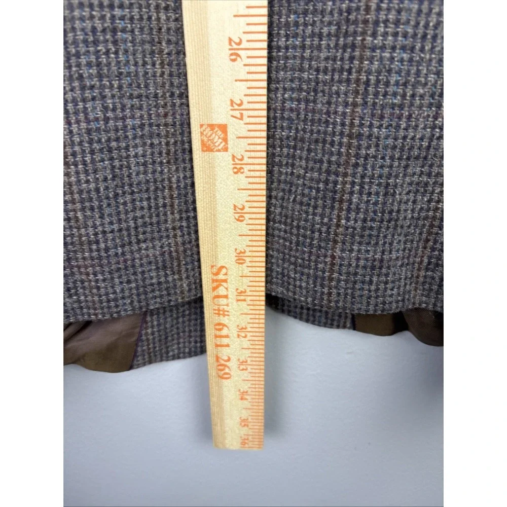 Tweed Style Men's Sport Coat Blazer Two Button Houndstooth Gray Wool Size 42R